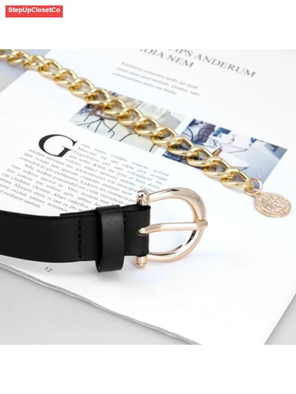 Chunky Waist Chain Belt PU Leather Belly Link S-4X